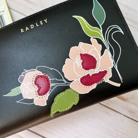 Radley London Wild Roses Medium Bifold Wallet Black - Picture 3 of 13